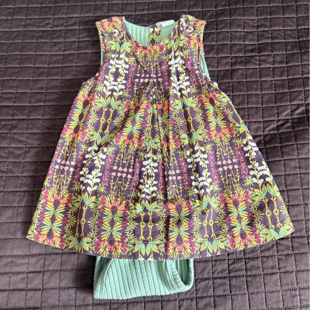 Kate Quinn | sleeveless pleated dress bodysuit | sweet pea multi | 12-18m